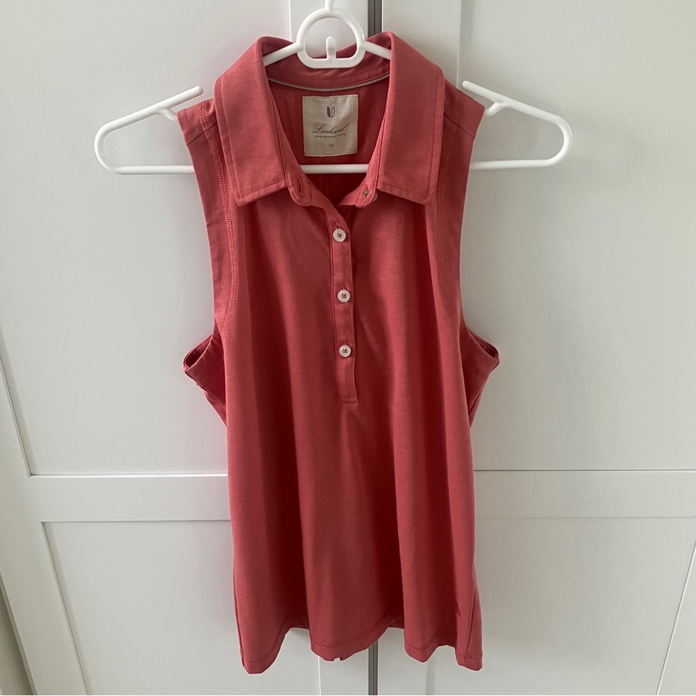 Linksoul women’s sleeveless golf polo pink medium